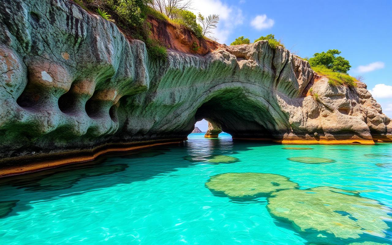 Natural Bridge Neil Island Andaman coral arch over turquoise lagoon