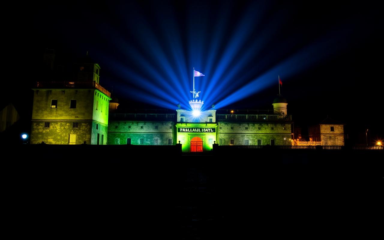 Cellular Jail Port Blair illuminated at night during light and sound show