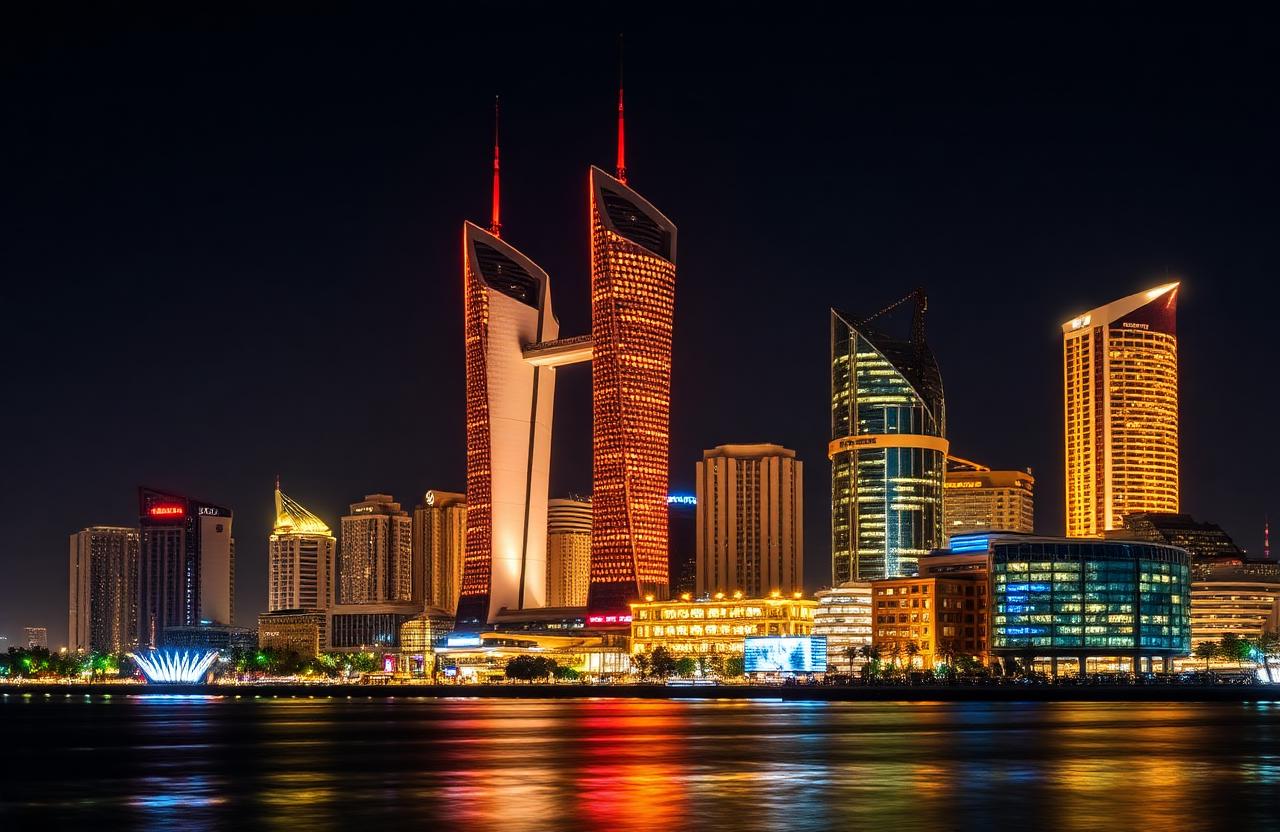 Flame Towers Baku Azerbaijan night skyline