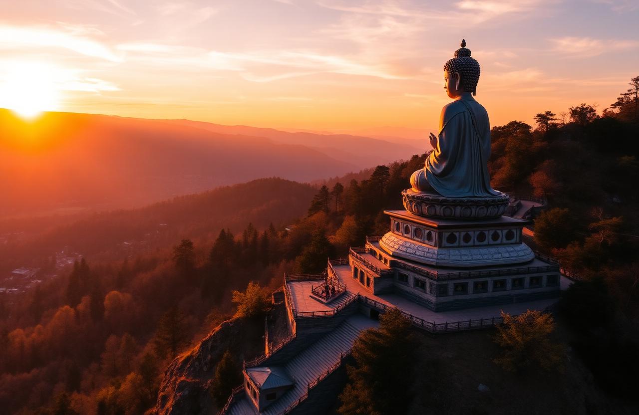 Thimphu Bhutan giant Buddha Dordenma sunset