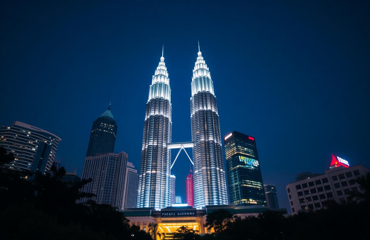Petronas Twin Towers Kuala Lumpur at blue hour